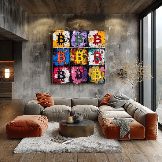 Poster Bitcoin Graffiti Art Collection avec des couleurs 