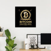 Poster BITCOIN HALVING 2024 Crypto Devise numérique (Bureau à domicile)