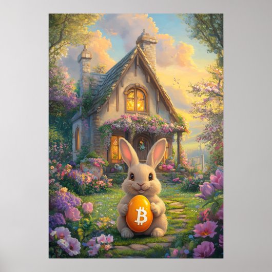 Poster Bitcoin Lapin de Pâques Crypto Rabbit Trou (Devant)