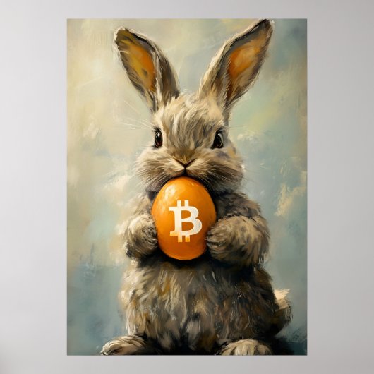 Poster Bitcoin lapin de Pâques trou de lapin (Devant)