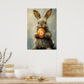 Poster Bitcoin lapin de Pâques trou de lapin (Cuisine)