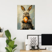 Poster Bitcoin lapin de Pâques trou de lapin (Bureau à domicile)