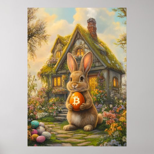 Poster Bitcoin Oeuf de Pâques Hodl Rabbit Trou (Devant)