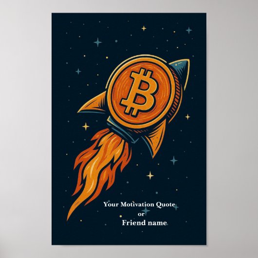 Poster Bitcoin Rocket Crypto Art Print - To the Moon! (Devant)