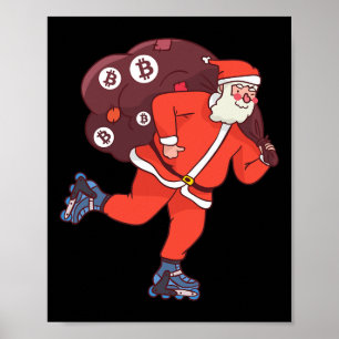 Poster Bitcoin Santa Claus Cryptomonnaie Père Noël Crypto