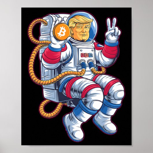 Poster Bitcoin vers la Lune Btc Astronaute Crypto Fomo Tr (Devant)