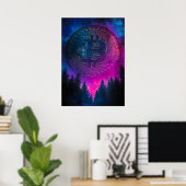 Poster Bitcoin violet Crypto Galaxy Espace (Bureau à domicile)