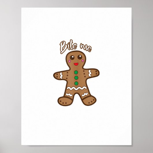Poster Bite Me Gingerbread Funny Cookie Christmas Thanksg (Devant)