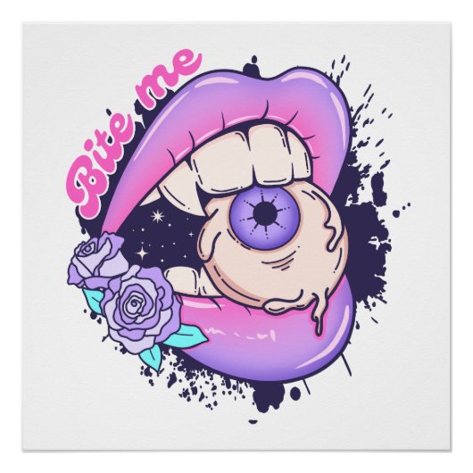 Poster Bite Me Rose Halloween Lièvres (Devant)