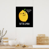 Poster Bitter Lemon Funny Fruit Pun Dark BG (Cuisine)