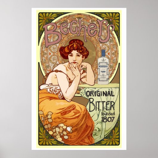 Poster Bitters de Becher, 1807, Art Nouveau (Devant)