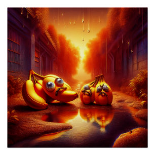 Poster Bizarre Créatures De Banane Dans La Salle De Feu