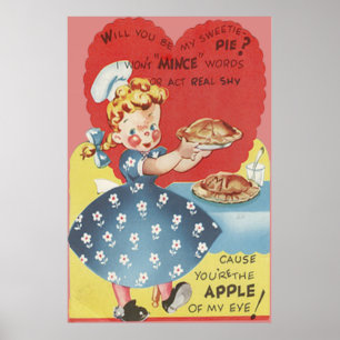 Poster Bizarre Drôle Mince Pomme Pie Witress Valentine
