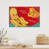 Poster Bizarre Drôle Poire Banane Appelant Peel Valentine (Cuisine)