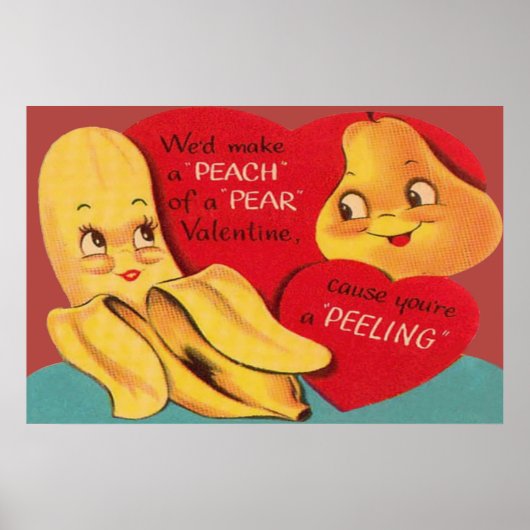 Poster Bizarre Drôle Poire Banane Appelant Peel Valentine (Devant)