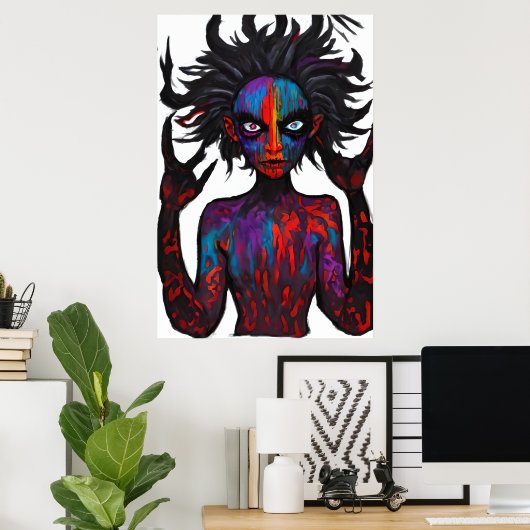 Poster Bizarre éffrayant monstre portrait | Art AI (Bureau à domicile)
