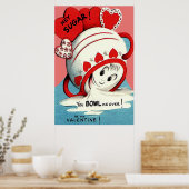Poster Bizarre mignonne Drôle bol de sucre Coeur Valentin (Cuisine)