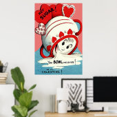Poster Bizarre mignonne Drôle bol de sucre Coeur Valentin (Bureau à domicile)
