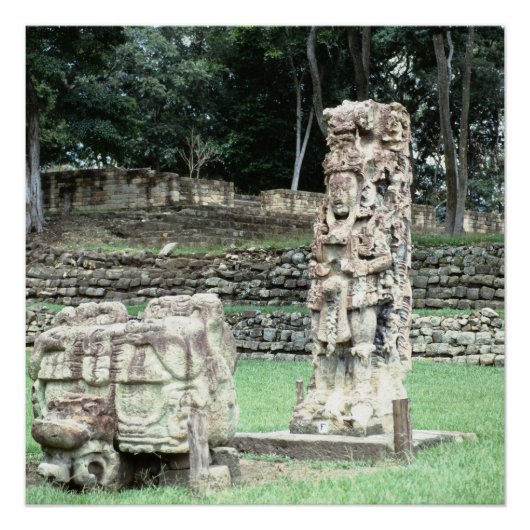 Poster Bizarre Vivid Ruines Maya Statues anciennes Hondur (Devant)