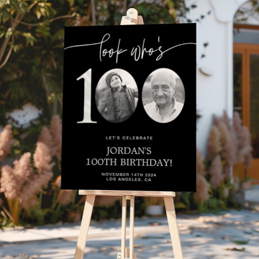 Poster Black 100th Birthday Welcome