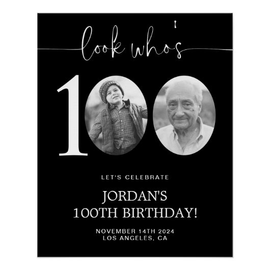 Poster Black 100th Birthday Welcome (Devant)