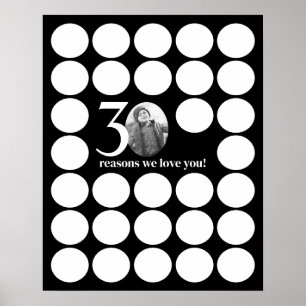 Poster Black 30 Raisons Nous Vous Aimons Anniversaire Sou