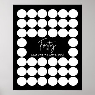 Poster Black 40 Raisons Nous Vous Aimons Anniversaire Kee