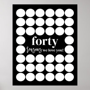 Poster Black 40 Raisons Nous Vous Aimons Anniversaire Kee