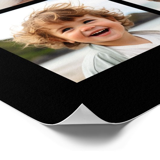 Poster Black 9 Photo Carré Collage - avec script blanc (Coin)