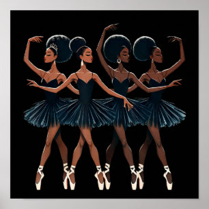 Poster Black African American Ballerina Ballet Dance Girl