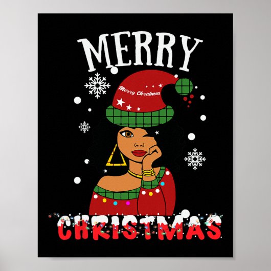 Poster Black African American Joyeux Noël Melanin Wom (Devant)