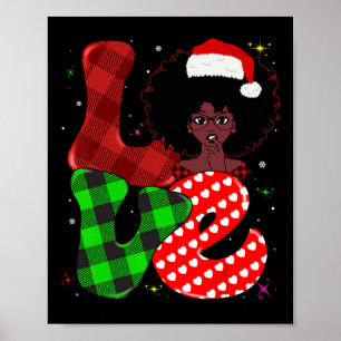 Poster Black African Girl American Melanin Christmas Sant