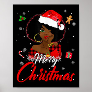 Poster Black African Girl American Melanin Christmas Sant