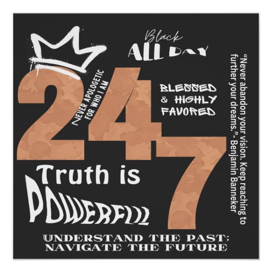 Poster Black All Day 24/7 Slogan Graphic (Devant)