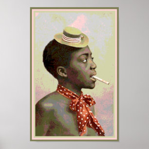 Poster Black America Vintage Garçon Avec Cigar