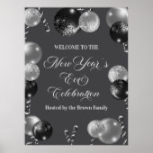 Poster Black and Silver Glitter New Year's Eve Party  (Devant)