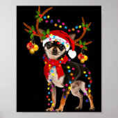 Poster Black And Tan Chihuahua Gorgeous Reindeer Christma (Devant)