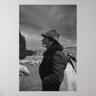 Poster Black and White 1968 German Sheep Herder