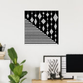 Poster Black and white, abstract, geometric, simple, scan (Bureau à domicile)