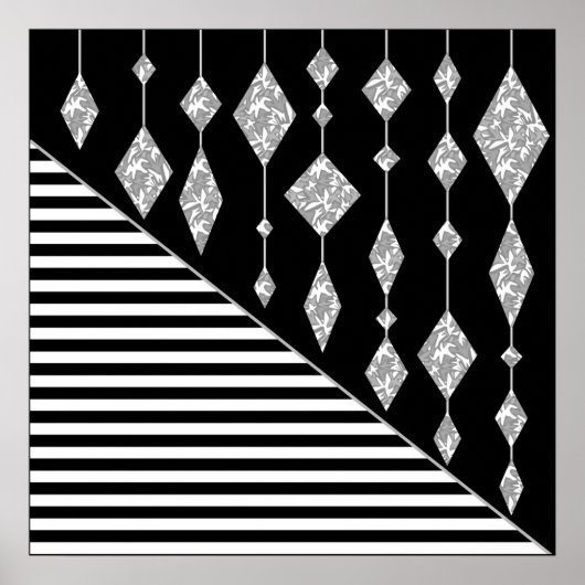 Poster Black and white, abstract, geometric, simple, scan (Devant)