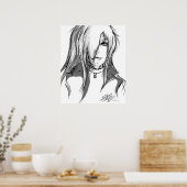 Poster Black and white anime girl (Cuisine)