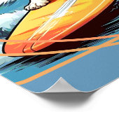 Poster Black and White Border Collie Surfing (Coin)