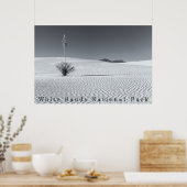 Poster Black and White Desert Sand Dunes with Yucca (Cuisine)