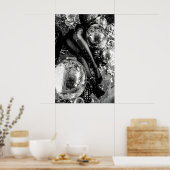 Poster Black and White Disco Ball Print, Cocktail (Cuisine)