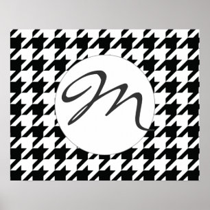 Poster Black and White Houdstooth Pattern
