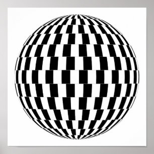 Poster Black and White Hypnotic Disco Ball
