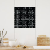 Poster Black and White Linear Block Pattern - Black (Cuisine)