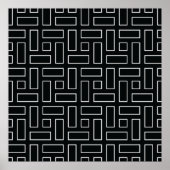 Poster Black and White Linear Block Pattern - Black (Devant)