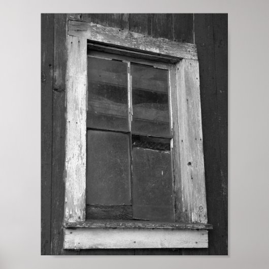 Poster Black and White Old Barn Window (Devant)