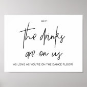 Poster Black and White Open Bar Modern Wedding Sign (Devant)